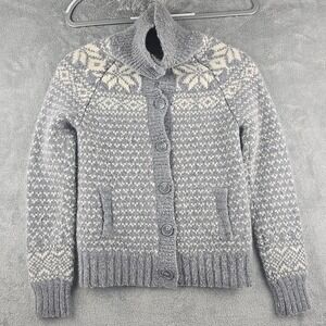 Aerie Sweater Cardigan Women‎ XXS Gray Button Up Grandma Cabincore Cozy Knit